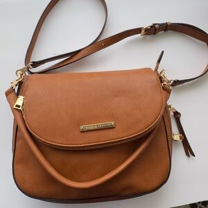 Poppy & Peonies Brown Crossbody Bag with Gold Accents